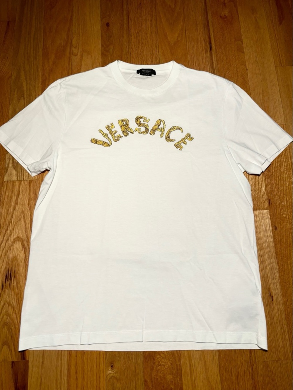 Versace Runway Gold Embroidered Spellout Tshirt 🔥